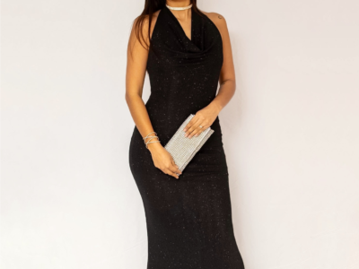 VESTIDO CANDELA BRILLO NEGRO